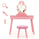 Kids Vanity Set with Lighted Mirror with Adjustable Brightness and Large Drawer by LJGDeals