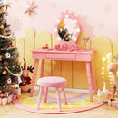 Kids Vanity Set with Lighted Mirror with Adjustable Brightness and Large Drawer by LJGDeals