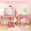 Kids Vanity Set with Lighted Mirror with Adjustable Brightness and Large Drawer by LJGDeals