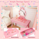 Kids Vanity Set with Lighted Mirror with Adjustable Brightness and Large Drawer by LJGDeals