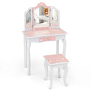 Princess Pretend Play Makeup Table and Stool Set with Tri-folding Mirror by LJGDeals