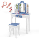 Princess Pretend Play Makeup Table and Stool Set with Tri-folding Mirror by LJGDeals