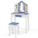 Princess Pretend Play Makeup Table and Stool Set with Tri-folding Mirror by LJGDeals