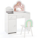 Kids Vanity Table and Chair Set with Cloud-shaped Mirror and Open Shelf by LJGDeals