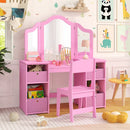 Kids Vanity Table and Chair Set with Removable Mirrors and 4 Storage Bins by LJGDeals