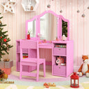 Kids Vanity Table and Chair Set with Removable Mirrors and 4 Storage Bins by LJGDeals