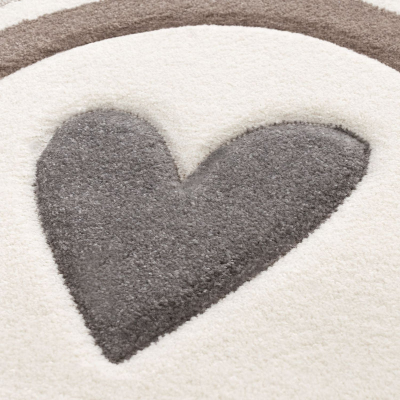 Kids Rug Cosmo with Rainbow & Hearts in Cream