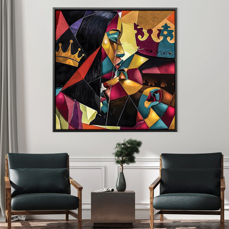 King and Queen In Shapes Canvas