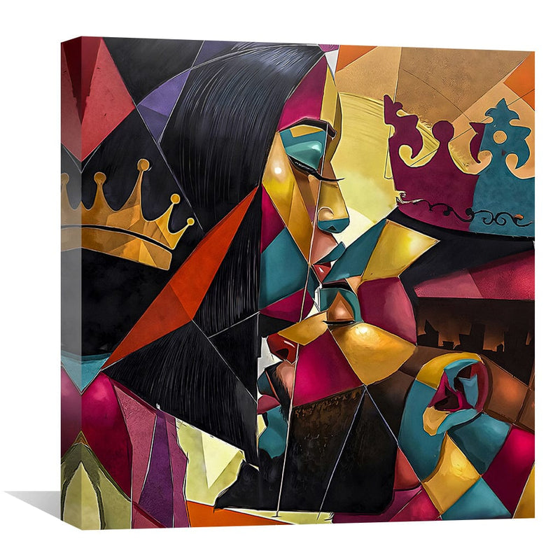 King and Queen In Shapes Canvas