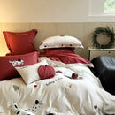 GobekUsa King Bear Embroidered Cotton Bedding Set - Luxury Duvet Cover with Bed Sheet