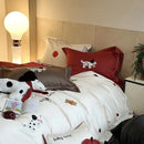 GobekUsa King Bear Embroidered Cotton Bedding Set - Luxury Duvet Cover with Bed Sheet