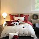 GobekUsa King Bear Embroidered Cotton Bedding Set - Luxury Duvet Cover with Bed Sheet
