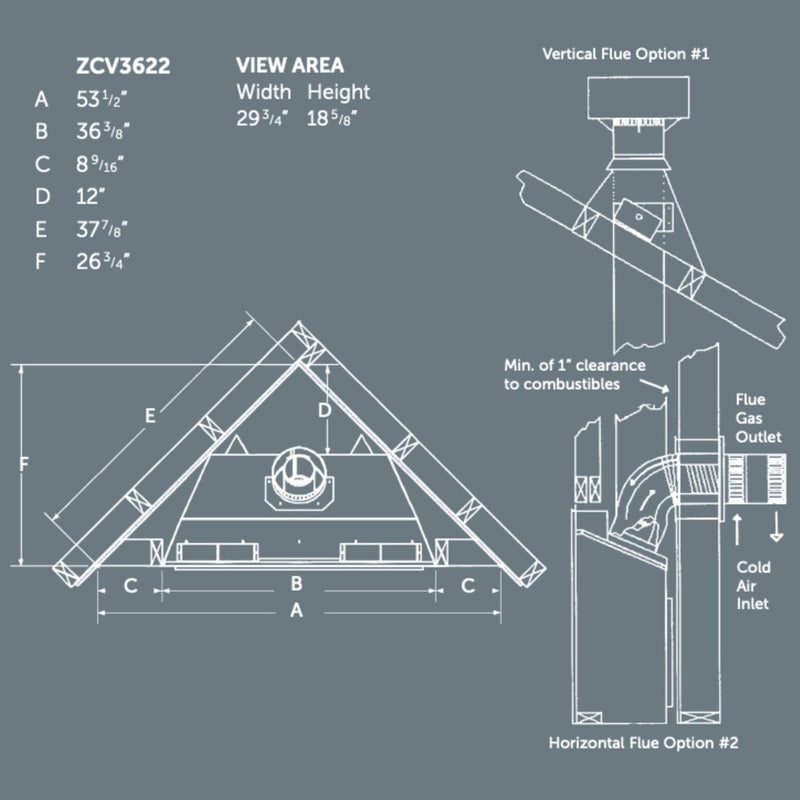 Kingsman Solara II ZCV 36" Zero Clearance Clean View Direct Vent Fireplace [ZCV3622] (SAK85793)