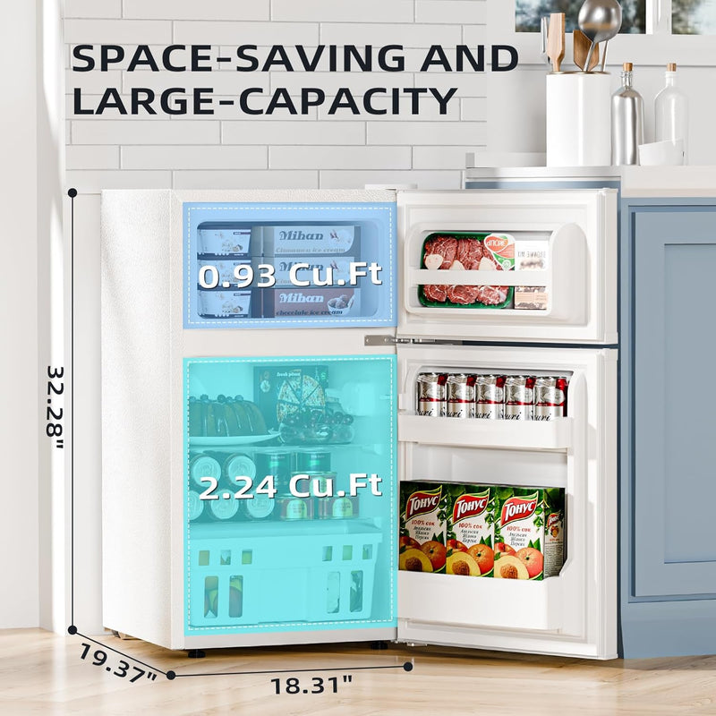 Kismile 3.2 Cu.Ft,Mini Refrigerator with Freezer F5887
