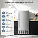 Kismile Commercial Built-in Ice Maker Machine,80Lbs/Day,Under Counter Ice Cube Maker with 24H Timer,Reversible Door,Built-in Freestanding Ice Maker for Home & Office(Silver) by Kismile