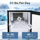 Kismile Commercial Built-in Ice Maker Machine,80Lbs/Day,Under Counter Ice Cube Maker with 24H Timer,Reversible Door,Built-in Freestanding Ice Maker for Home & Office(Silver) by Kismile