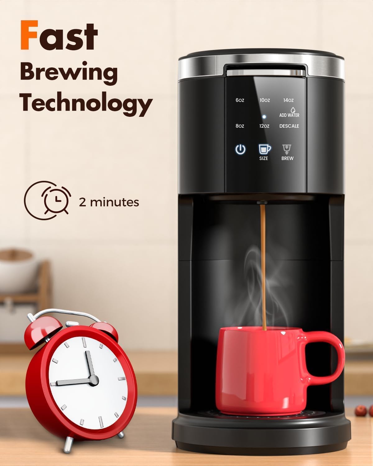 Kismile Single Serve Coffee Maker CM3729, photo 6 of 7