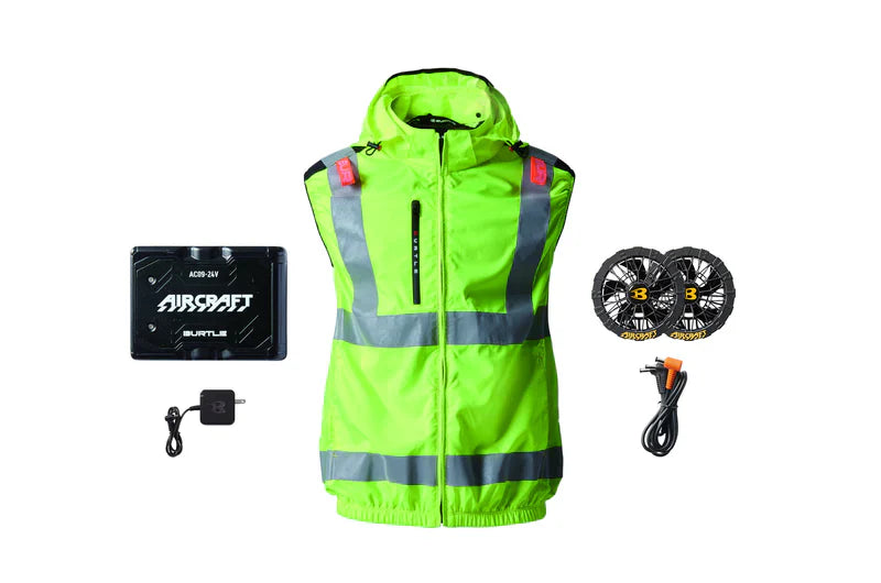 24V Battery-Powered Fan-Cooled Safety Vest Hi-Vis Complete Cooling System
