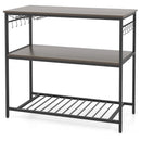 Kitchen Island with 3 Shelves Wine Glass Holders and 10 Hooks-Gray by LJGDeals