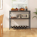 Kitchen Island with 3 Shelves Wine Glass Holders and 10 Hooks-Gray by LJGDeals