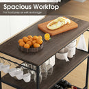 Kitchen Island with 3 Shelves Wine Glass Holders and 10 Hooks-Gray by LJGDeals