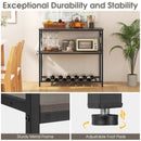Kitchen Island with 3 Shelves Wine Glass Holders and 10 Hooks-Gray by LJGDeals