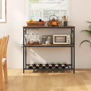 3 Shelves Kitchen Island Industrial Prep Table with Bottom Wine Rack-Rustic Brown by LJGDeals