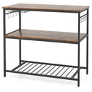 3 Shelves Kitchen Island Industrial Prep Table with Bottom Wine Rack-Rustic Brown by LJGDeals