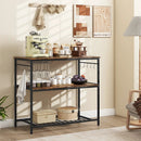 3 Shelves Kitchen Island Industrial Prep Table with Bottom Wine Rack-Rustic Brown by LJGDeals