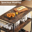 3 Shelves Kitchen Island Industrial Prep Table with Bottom Wine Rack-Rustic Brown by LJGDeals