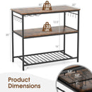 3 Shelves Kitchen Island Industrial Prep Table with Bottom Wine Rack-Rustic Brown by LJGDeals