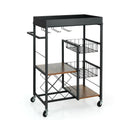 Kitchen Island Cart on Wheels with Removable Top and Wine Rack-Rustic Brown by LJGDeals