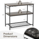 Kitchen Island with 3 Shelves Wine Glass Holders and 10 Hooks-Gray by LJGDeals