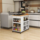 Kitchen Island Trolley Cart on Wheels with Storage Open Shelves and Drawer-White by LJGDeals