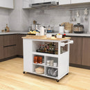 Kitchen Island Trolley Cart on Wheels with Storage Open Shelves and Drawer-White by LJGDeals