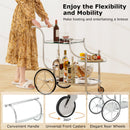 Kitchen Rolling Bar Cart with Tempered Glass Suitable for Restaurant and Hotel