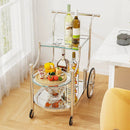 3-Tier Home Bar Serving Cart on Wheels with Mirrored Shelves by LJGDeals