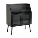 Kitchen Sideboard Buffet with Open Cubby and 2 Glass Doors-Black by LJGDeals