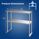 36 x 12 Inch Kitchen Stainless Steel Overshelf with Adjustable Lower Shelf by LJGDeals