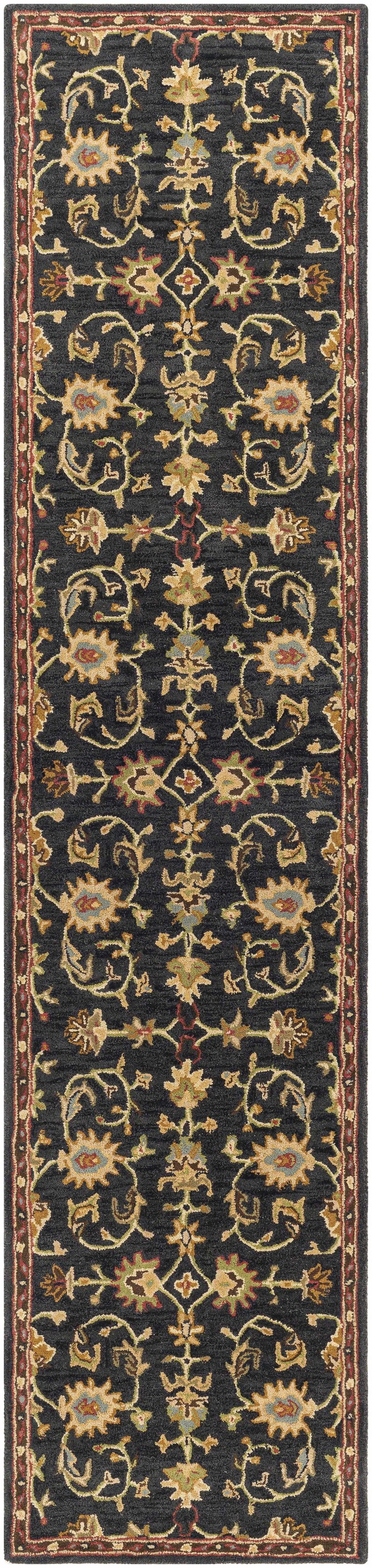 Kittredge Floral Black Wool Rug