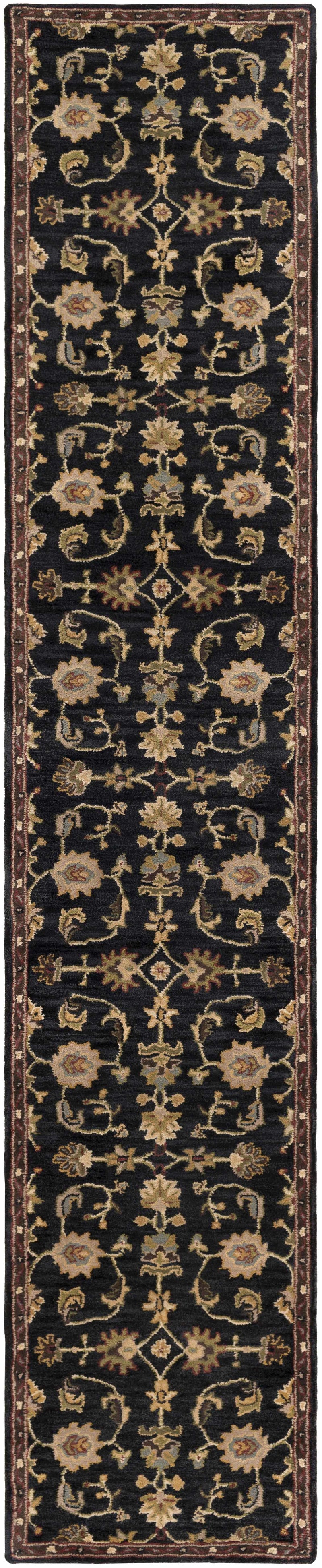 Kittredge Floral Black Wool Rug