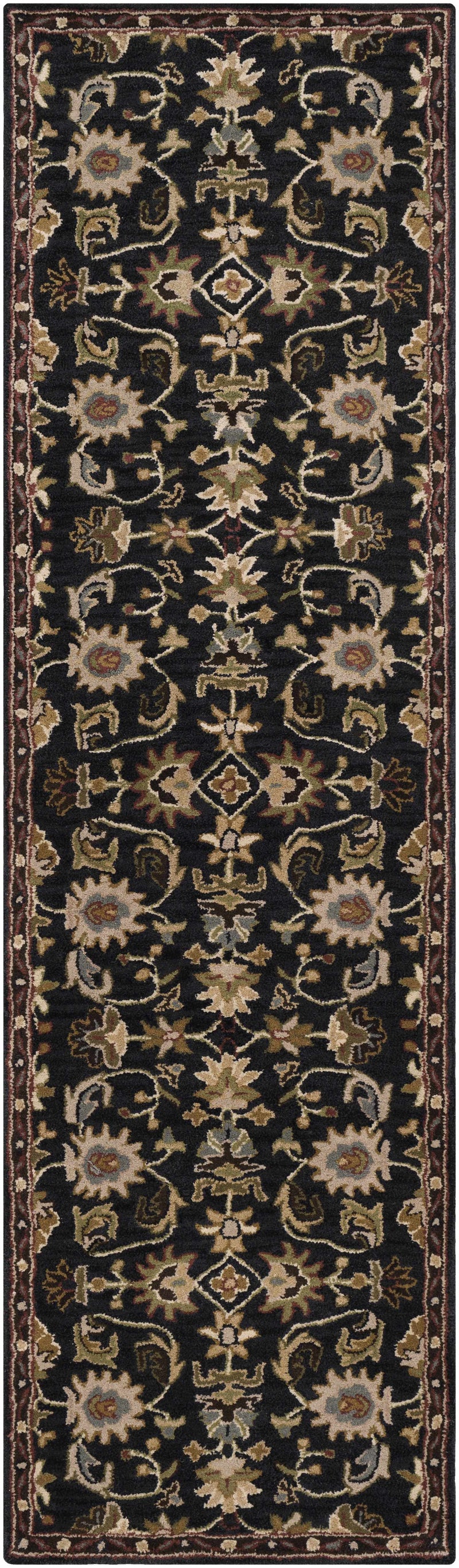 Kittredge Floral Black Wool Rug