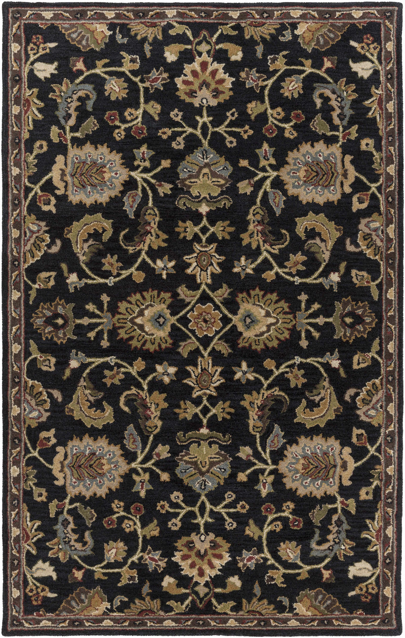Kittredge Floral Black Wool Rug