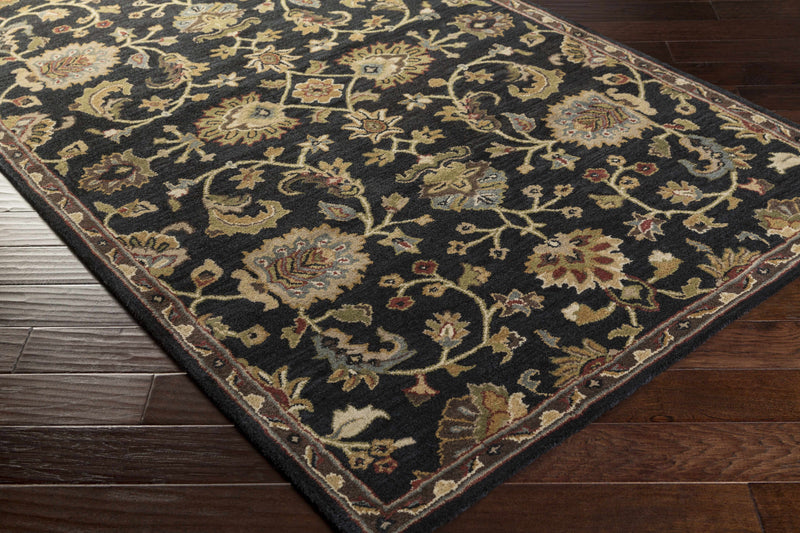 Kittredge Floral Black Wool Rug