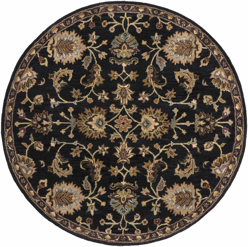 Kittredge Floral Black Wool Rug