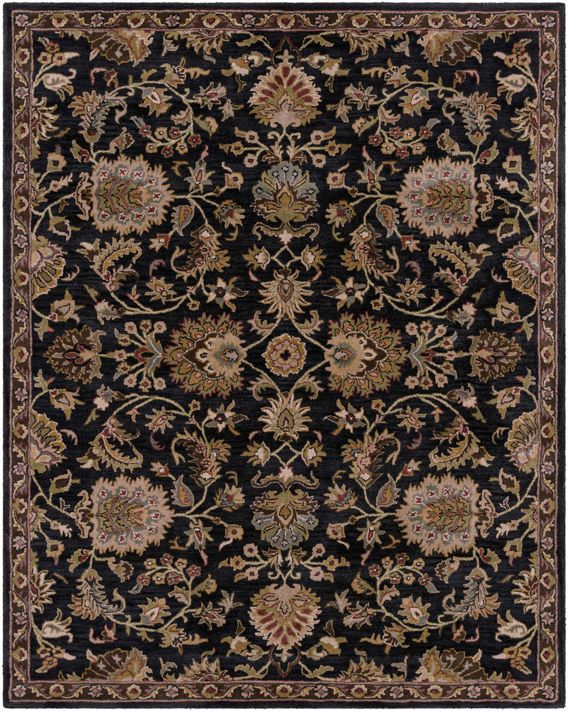 Kittredge Floral Black Wool Rug