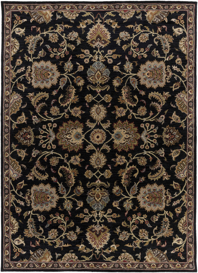 Kittredge Floral Black Wool Rug