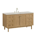 James Martin Laurent 60" Dual Mount Single Bathroom Vanity, Light Natural Oak