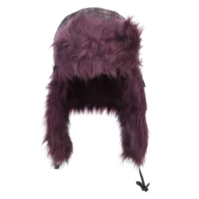 Plaid Nylon Faux Fur Trooper Hat