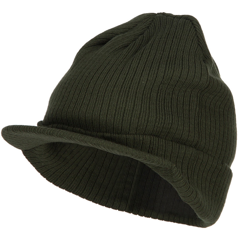Big Knit Ribbed Beanie with Visor